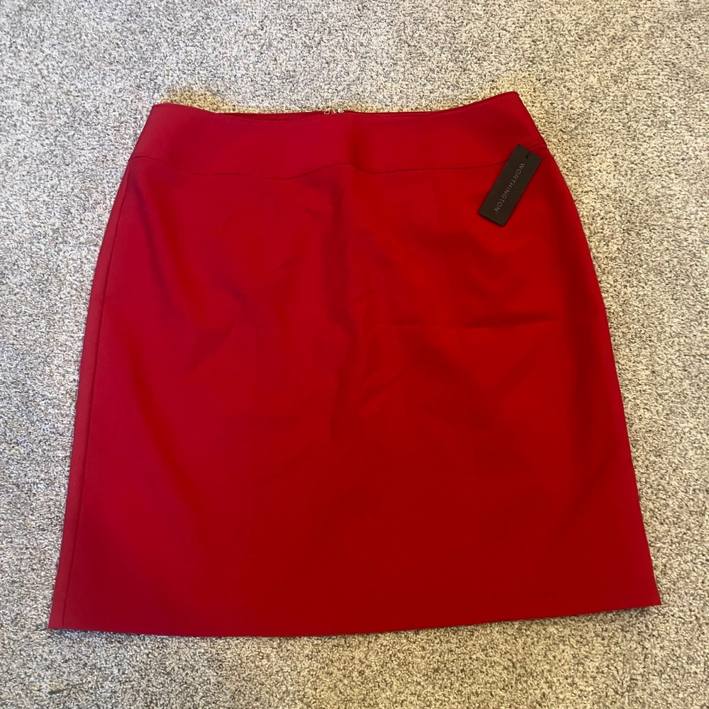 Worthington Womens Red Pencil Skirt Size 14 NWT Career Lined Wardrobe Basic